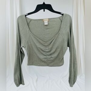 Altar'd State Ribbed Cropped Top - Long Sleeve Top
